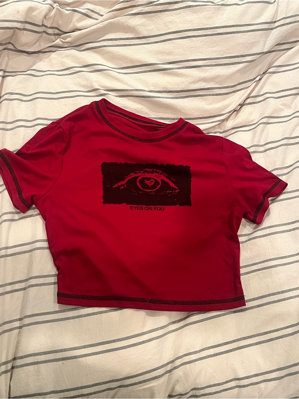 Red Graphic Crop Top - Eyes On You